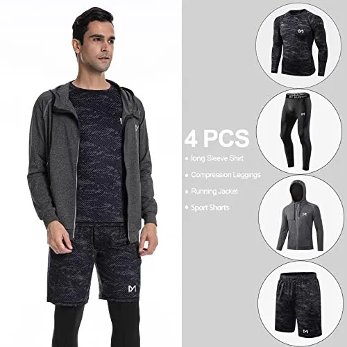 MEETYOO Tee Shirt Compression Homme, Legging Sport Short Fitness T Shirt Manches Courtes Collant Gym Running Vetement pour Jogging Musculation