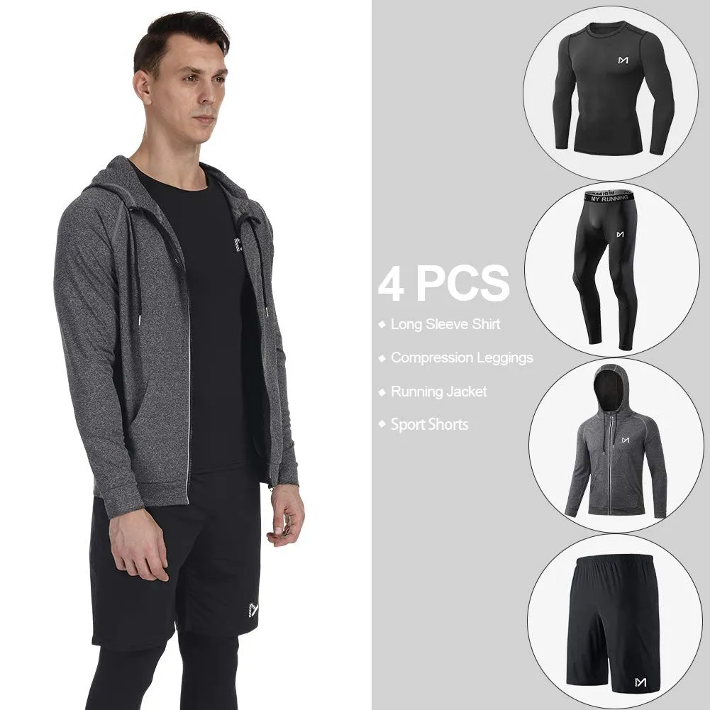 MEETYOO Tee Shirt Compression Homme, Legging Sport Short Fitness T Shirt Manches Courtes Collant Gym Running Vetement pour Jogging Musculation