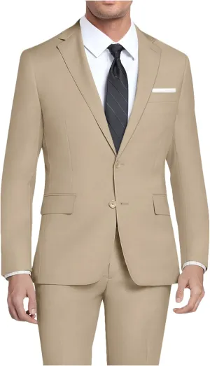 Mens 2 Piece Slim Fit Suit Set Two Button Solid Suit Jacket Pants with Tie Notch Lapel Casual Wedding Suits