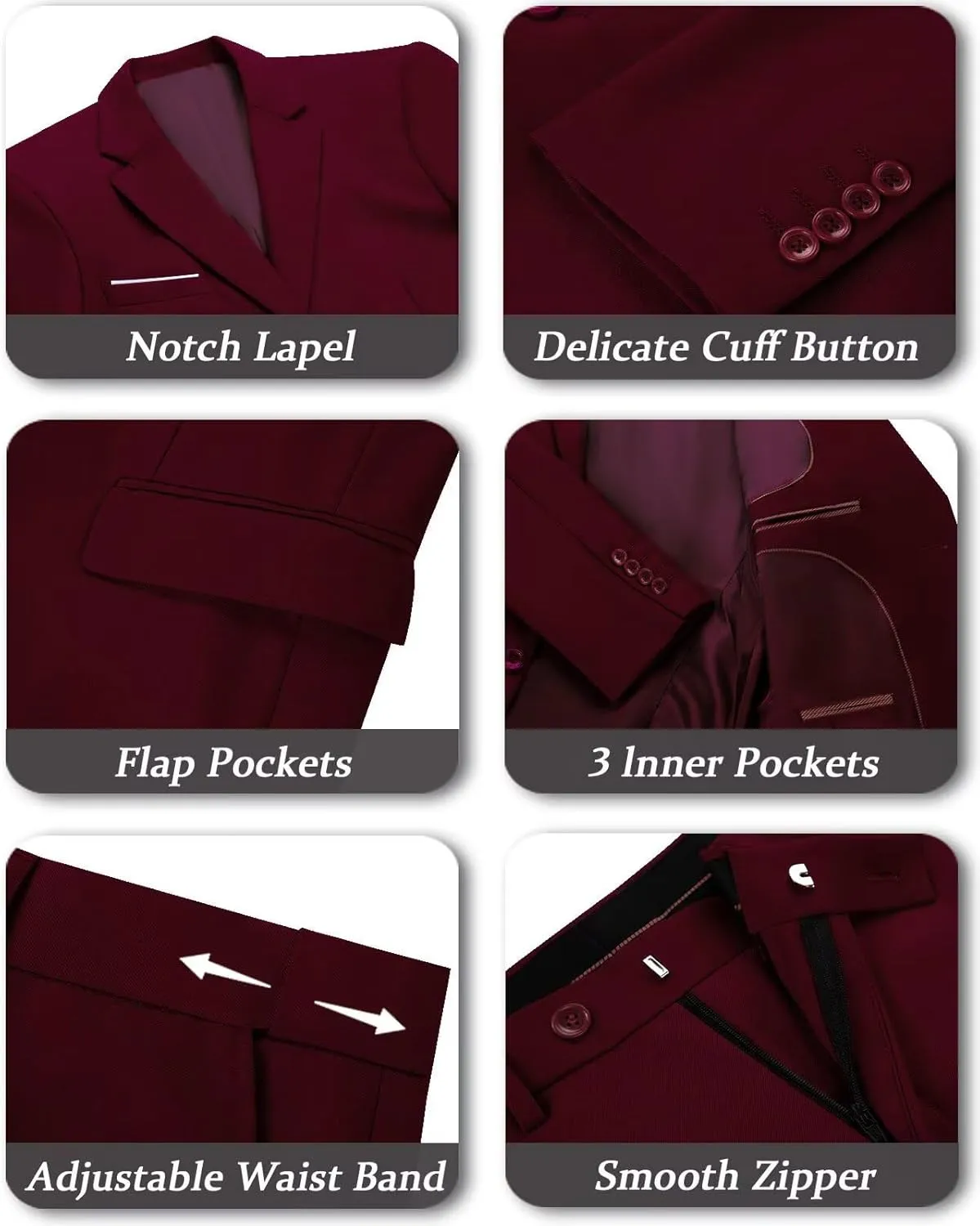 Mens 2 Piece Slim Fit Suit Set Two Button Solid Suit Jacket Pants with Tie Notch Lapel Casual Wedding Suits
