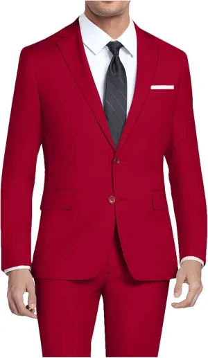 Mens 2 Piece Slim Fit Suit Set Two Button Solid Suit Jacket Pants with Tie Notch Lapel Casual Wedding Suits