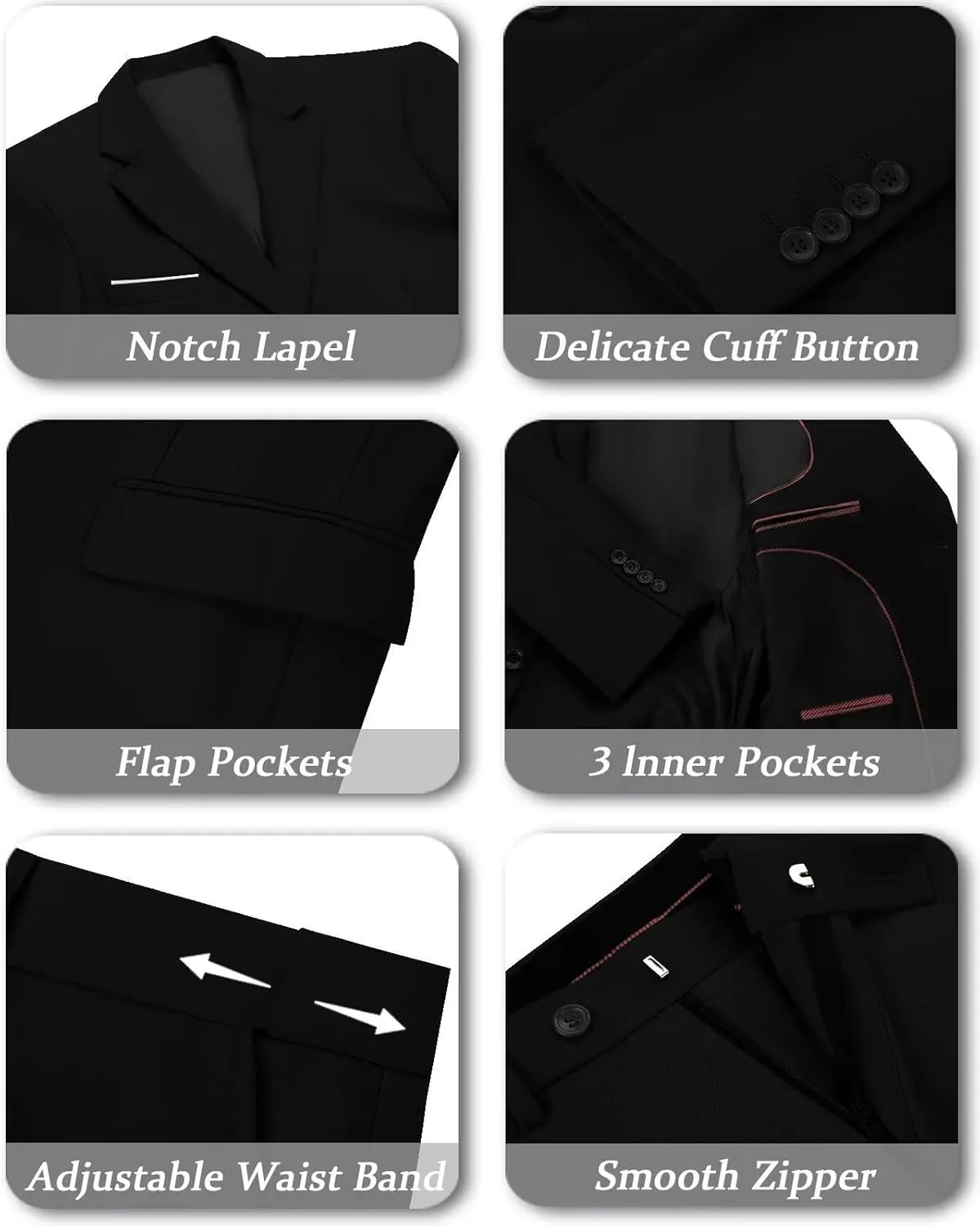 Mens 2 Piece Slim Fit Suit Set Two Button Solid Suit Jacket Pants with Tie Notch Lapel Casual Wedding Suits