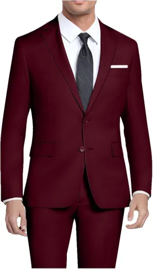Mens 2 Piece Slim Fit Suit Set Two Button Solid Suit Jacket Pants with Tie Notch Lapel Casual Wedding Suits