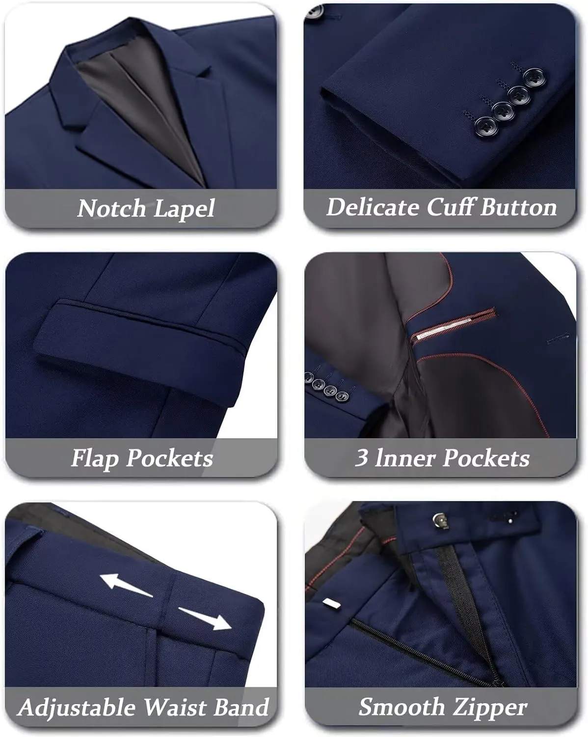 Mens 2 Piece Slim Fit Suit Set Two Button Solid Suit Jacket Pants with Tie Notch Lapel Casual Wedding Suits