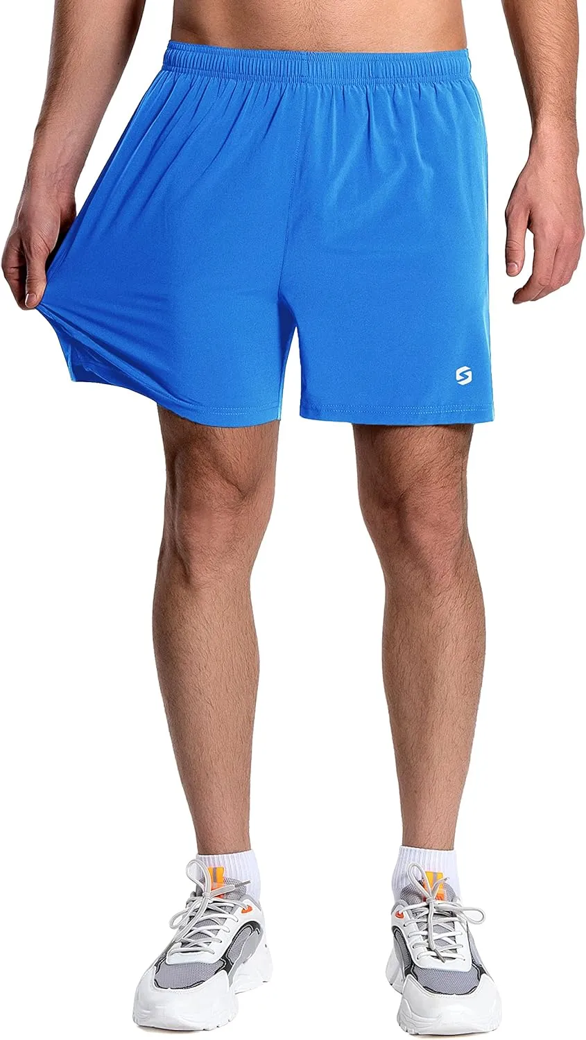 Men's 5 Inch Running Shorts Lightweight Athletic Workout Gym Shorts Liner with Zipper Pockets