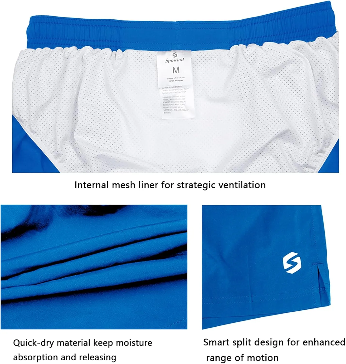 Men's 5 Inch Running Shorts Lightweight Athletic Workout Gym Shorts Liner with Zipper Pockets