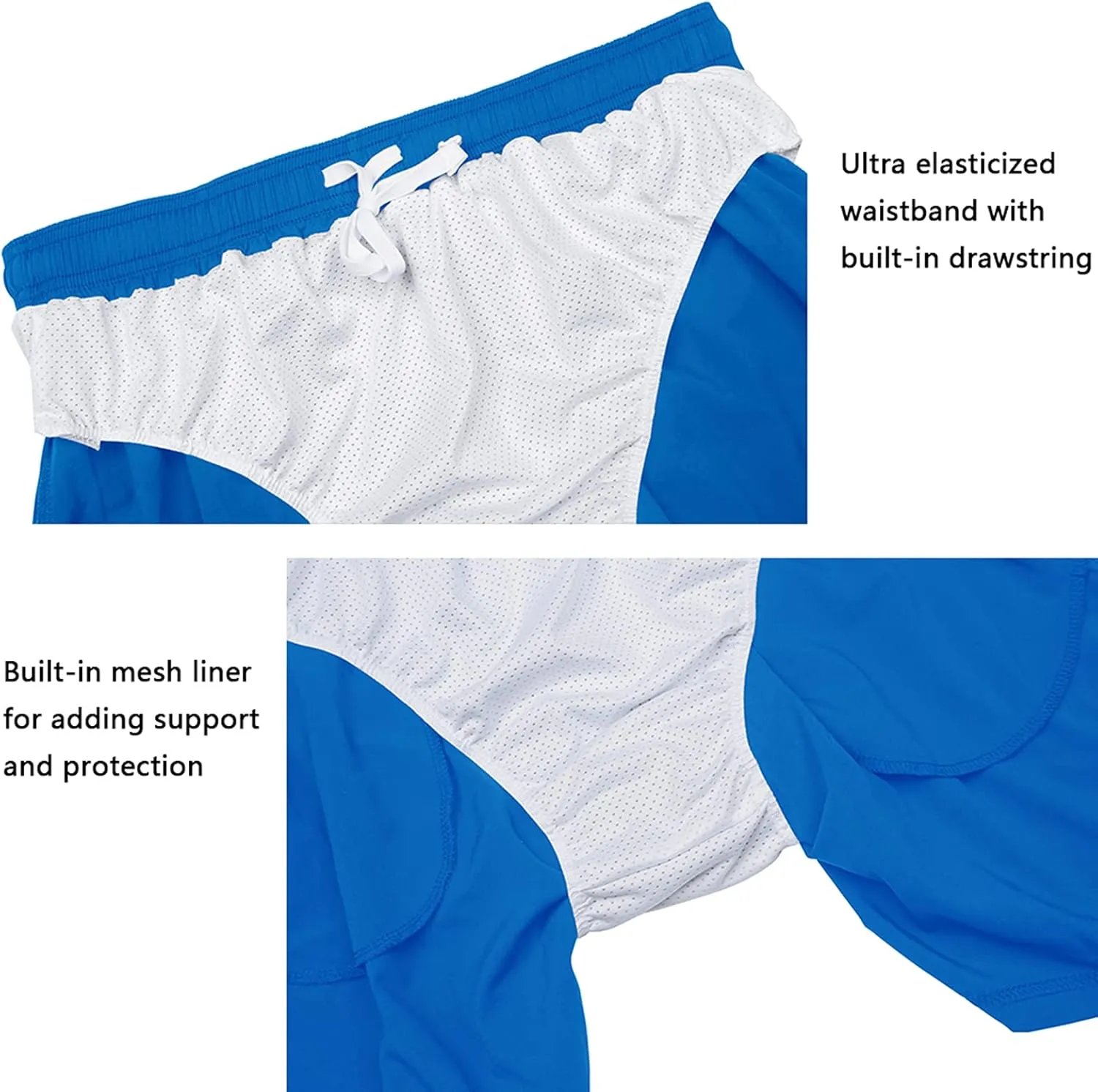 Men's 5 Inch Running Shorts Lightweight Athletic Workout Gym Shorts Liner with Zipper Pockets