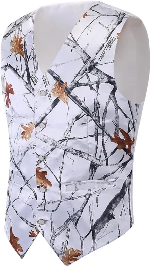 Mens Camouflage Vests for Wedding Groom White Camo Vest for Men (White Camo, 12)
