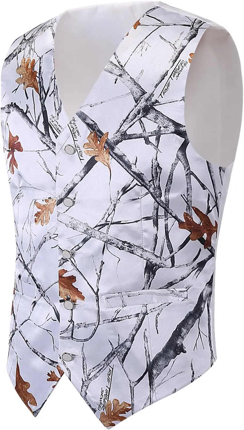 Mens Camouflage Vests for Wedding Groom White Camo Vest for Men (White Camo, 12)