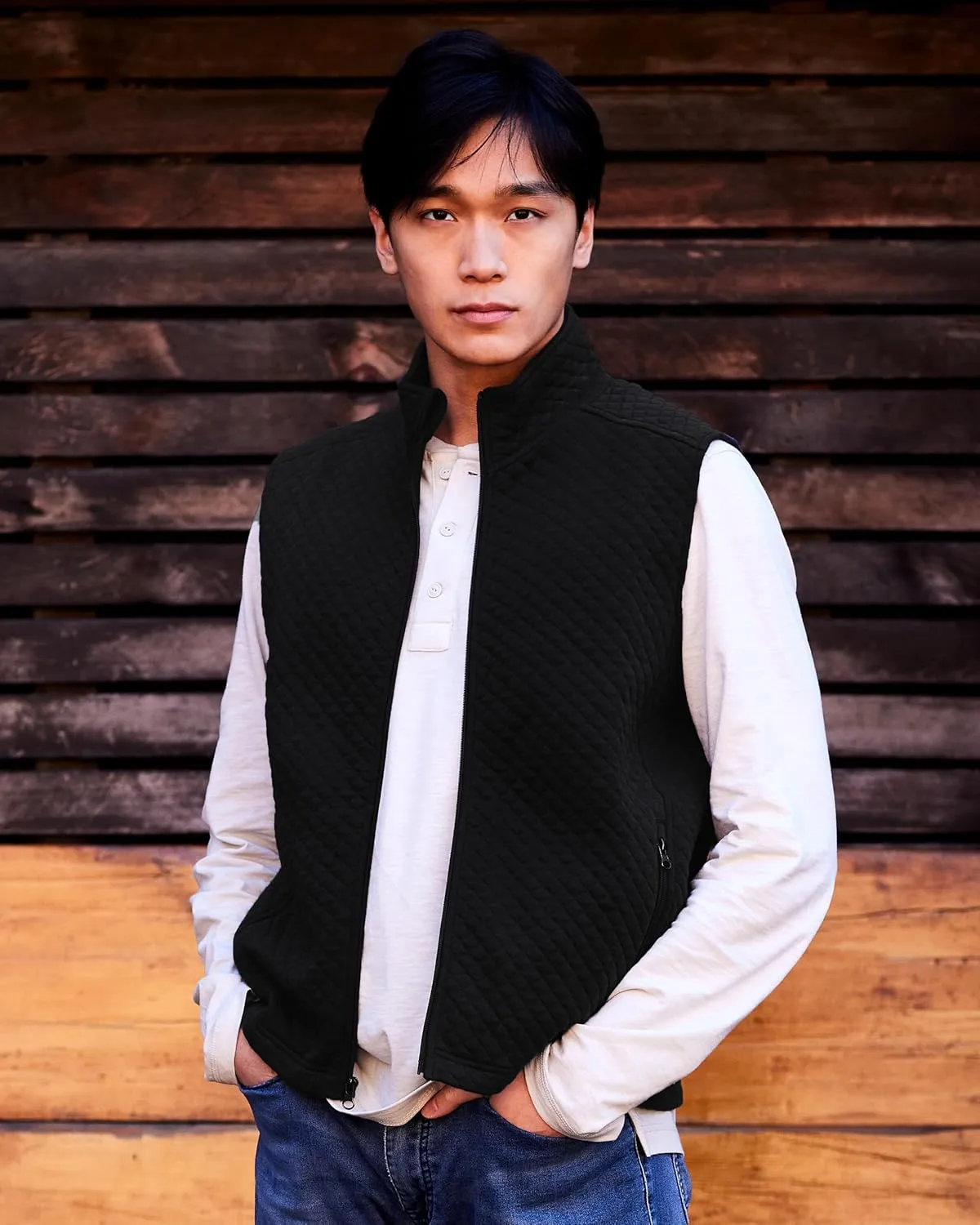 Men's Collegiate Full Zip Quilted Vest