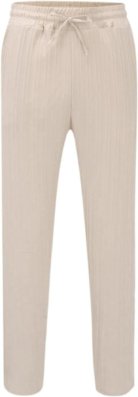 Men's Cotton Linen Harem Pants Loose Elastic Waist Lightweight Yoga Beach Pants Casual Cropped Trousers with Pockets
