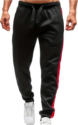Mens Drawstring Waist Wide Leg Track Pants Fashion Solid Color Running Pants Casual Slim Fit Trousers with Pocket