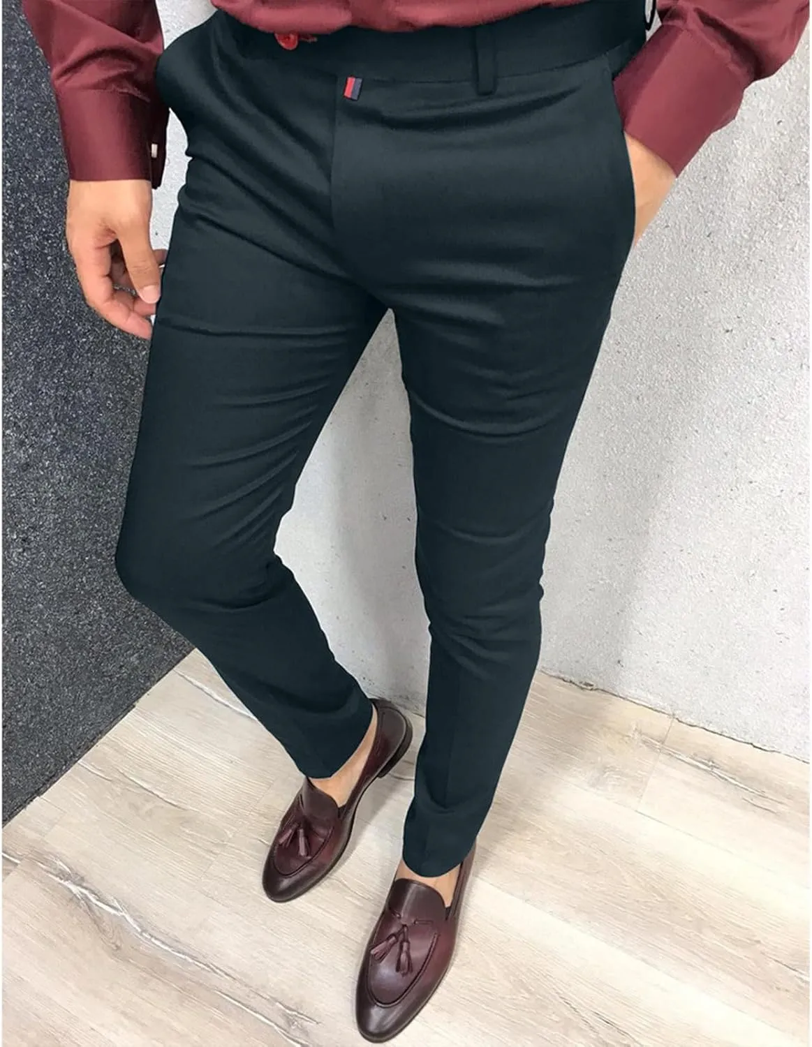 Mens Dress Pants Slim Fit Stretch Golf Pants Business Casual Suit Pants Work Office Trousers with Pockets