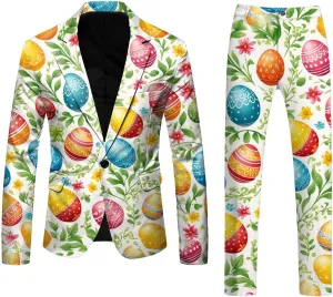 Men's Easter Day Suit, Slim Fit Suit Two Piece One Button Blazer Jacket Formal Suits Men Business Party Jacket & Pants