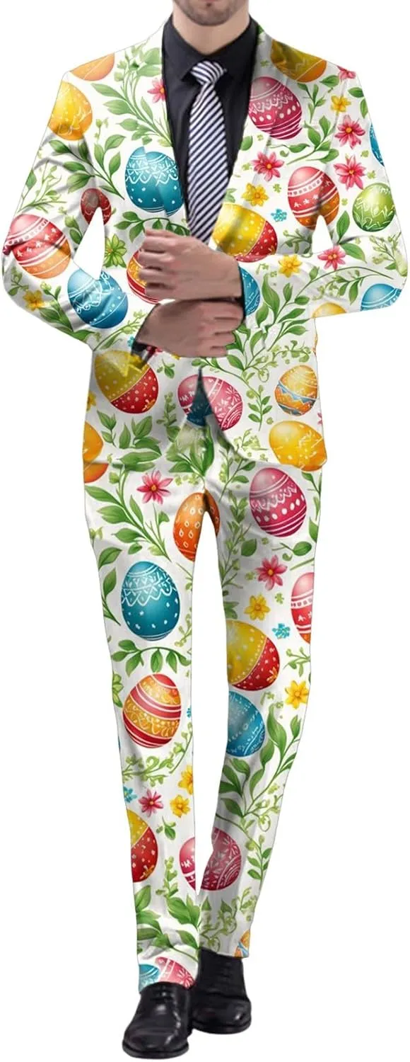 Men's Easter Day Suit, Slim Fit Suit Two Piece One Button Blazer Jacket Formal Suits Men Business Party Jacket & Pants