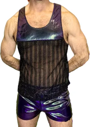 Mens Fashion Mesh Tank Top & Muscle Tank Top for Rave and Circuit Parties, for LGBTQ Gay Parties, Festivals and Events