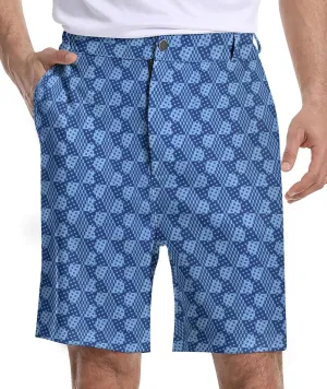 Mens Golf Shorts Print Casual Hiking Elastic Waist Dress Shorts with Zipper Pockets