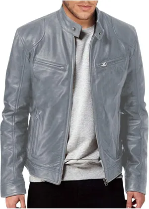 Men'S Leather Jacket Fashion Men Autumn Winter Warm Casual Leather Zipper Long Sleeve Jacket Coat