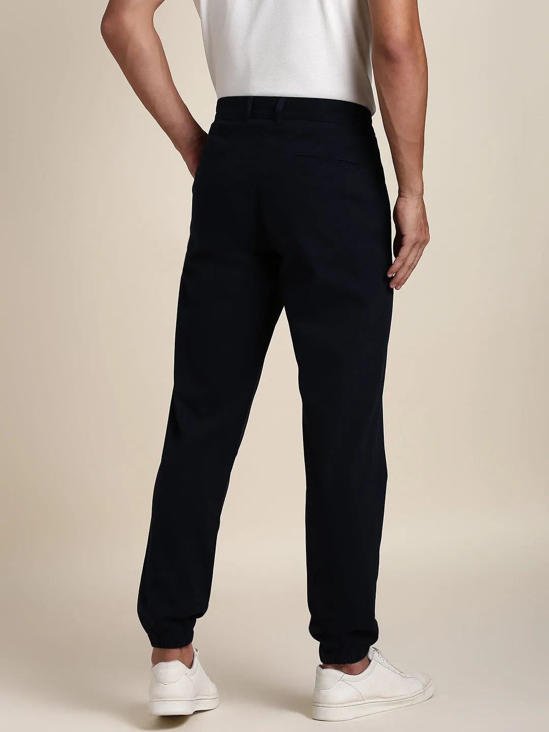 Men's Navy Joggers Comfortable Bottomwear With Smart Casual Look