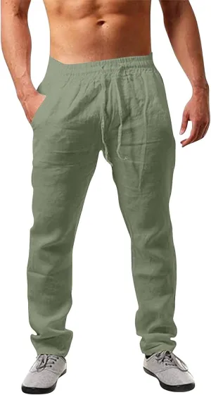 Men's Pants Loose Fit Trendy Elastic-Waisted Drawstring Straight-Leg Comfy Pants Relax Fit Fashion Outdoor Outfits