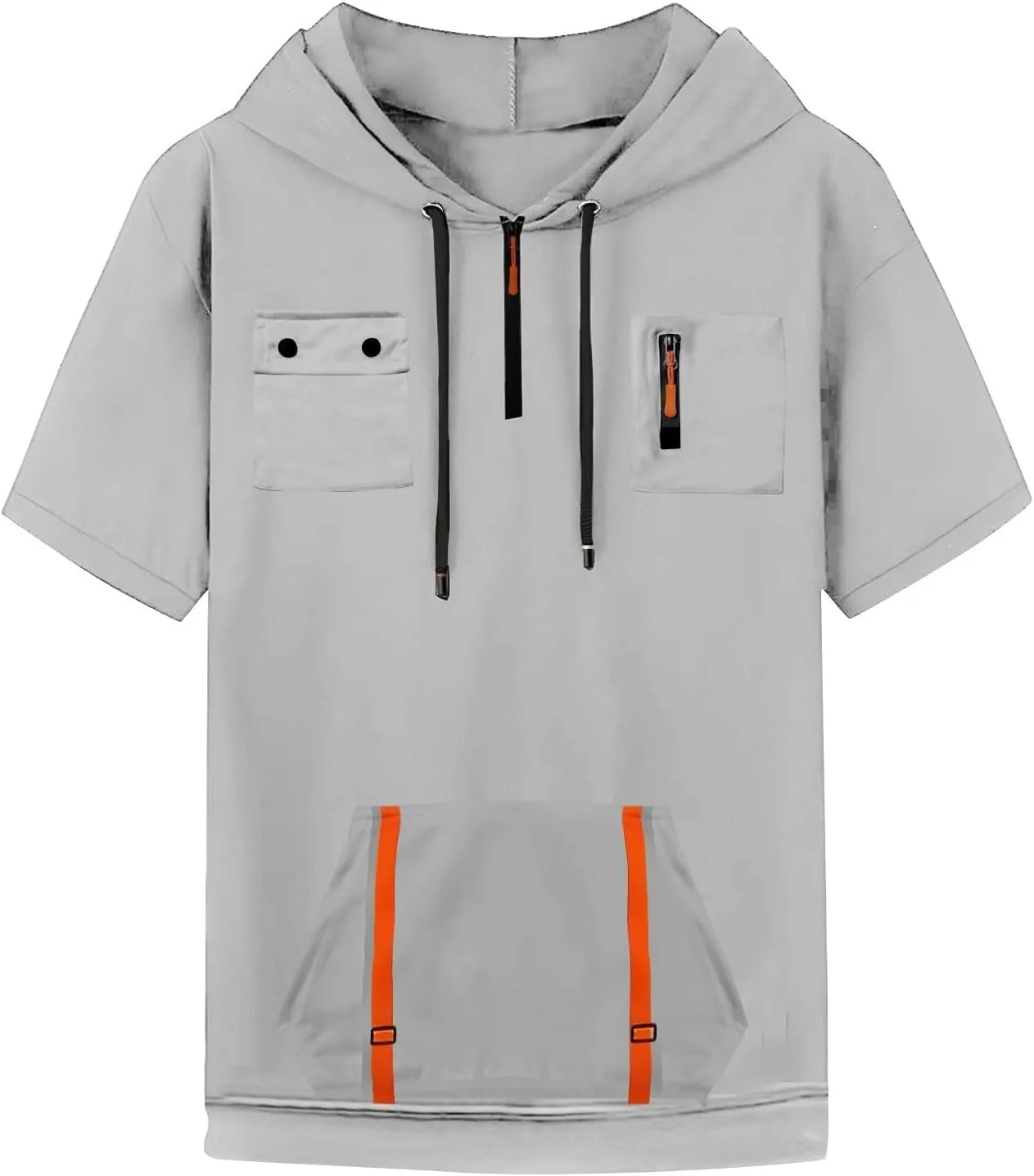 Mens Shirts Hoodies for Men Short Sleeve Quarter Zip Hoodie Tops Lightweight Oversized Hooded Tshirts with Pocket