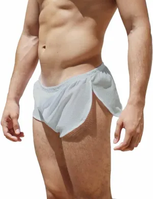 Men's Split Side Short Shorts Sexy Breathable Large Split Sides Mesh Athletic Shorts
