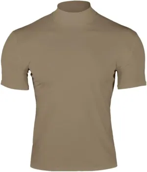 Men's Sport Mock Neck Short Sleeve Compression T-Shirt Quick Dry Elastic Tight Tee