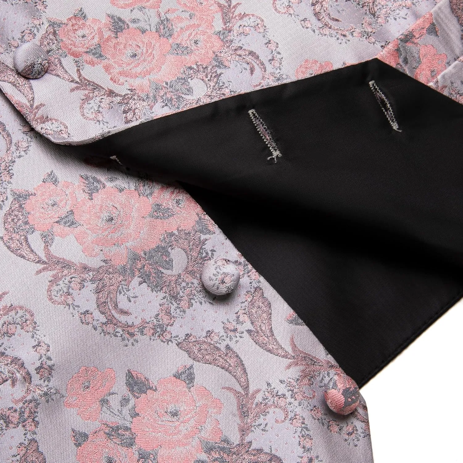 Mens Suit Vest 4PC Silk Paisley Vest with Necktie Pocket Square Cufflinks Formal Woven Waistcoat for Suit Tuxedo