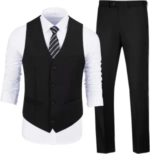 Men's Suits 2 Piece Slim Fit Suit Set Formal Vest Pants Set for Men Casual Business Suits Wedding Prom Tuxedos