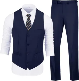 Men's Suits 2 Piece Slim Fit Suit Set Formal Vest Pants Set for Men Casual Business Suits Wedding Prom Tuxedos