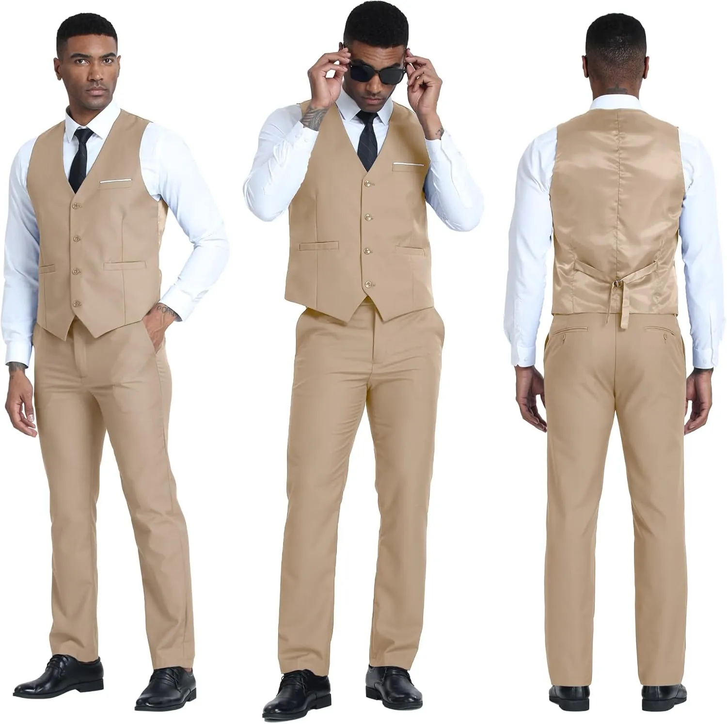 Men's Suits 2 Piece Slim Fit Suit Set Formal Vest Pants Set for Men Casual Business Suits Wedding Prom Tuxedos