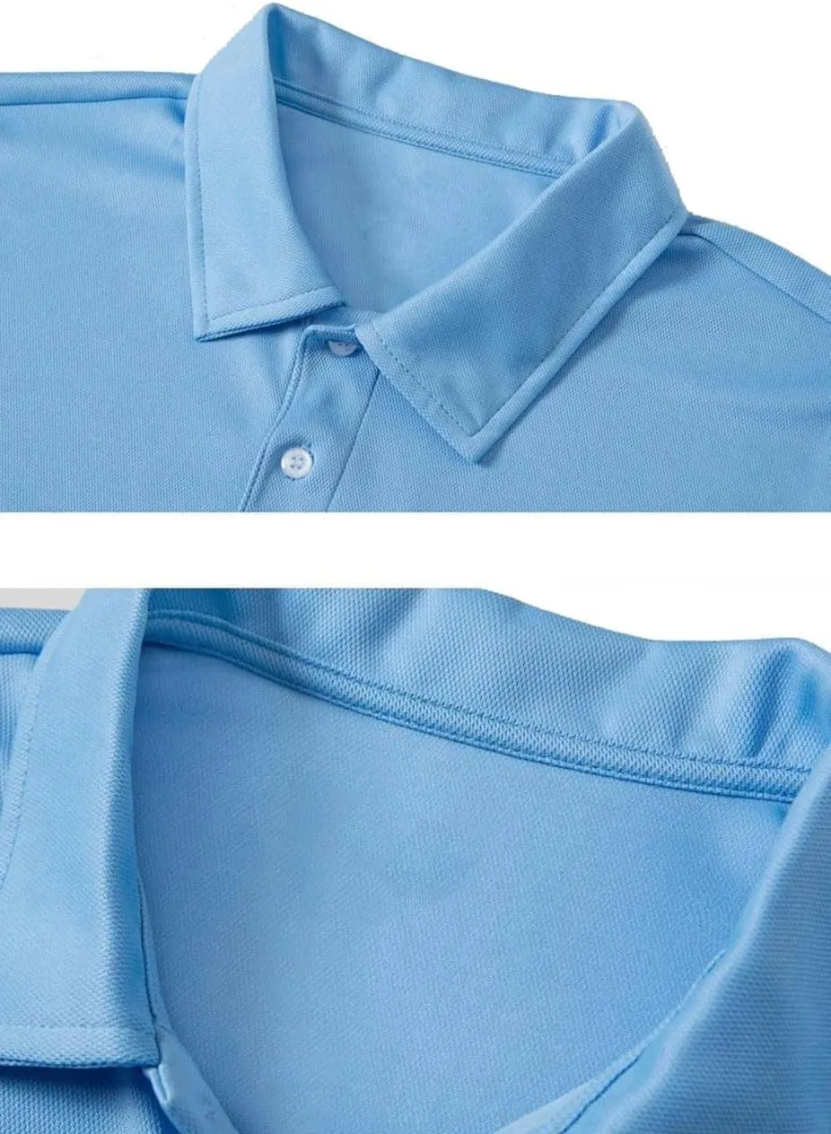 Mens Summer Polos Shirt Short Sleeve Quick Dry Button Down Work Sports Fishing Golf Casual Tee