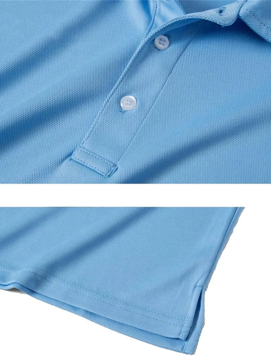 Mens Summer Polos Shirt Short Sleeve Quick Dry Button Down Work Sports Fishing Golf Casual Tee