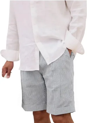 Mens Summer Seersucker Slim Fit Suit Shorts Mens Causal Polyester Sear Sucker Shorts