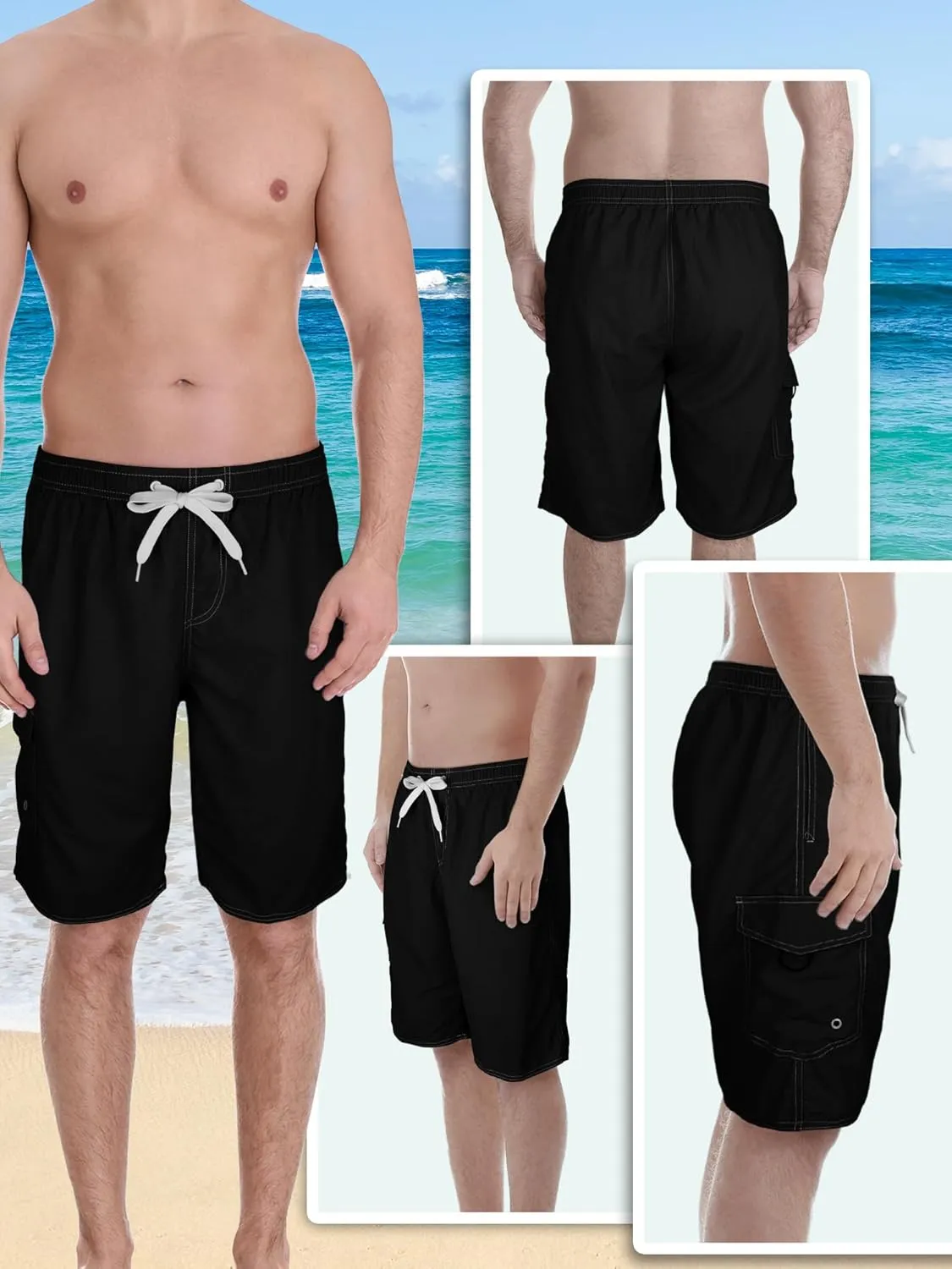 Mens Swim Trunks Swim Shorts Swimwear Swimsuit Beach Shorts Bathing Suits Quick Dry Waterproof
