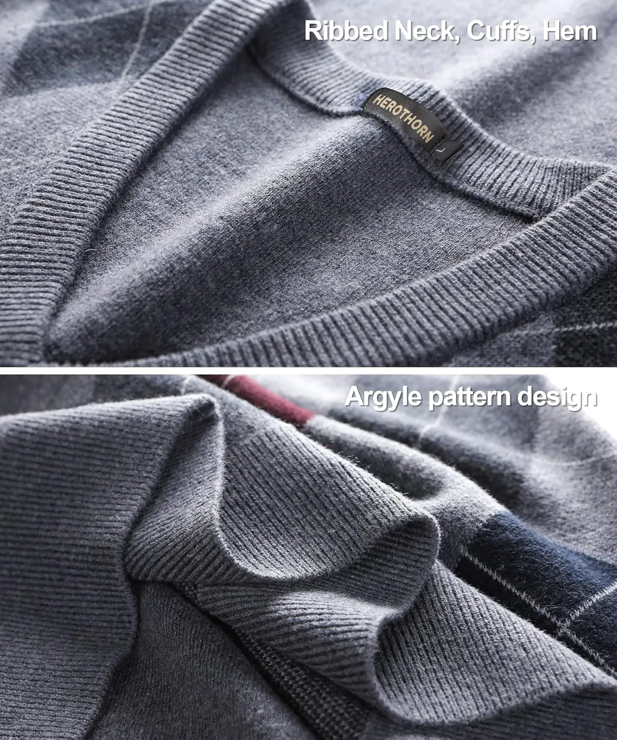 Mens Thick Argyle Sweater Vests Classic V-Neck Knitwear Sleeveless Pullover Autumn Winter Warm Tank Tops
