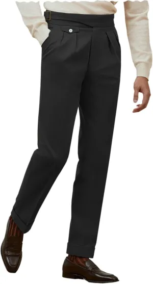 Men's Vintage Straight Fit Khaki Pants Signature Lux Cotton Twill Suit Pants Trousers Casual Casual
