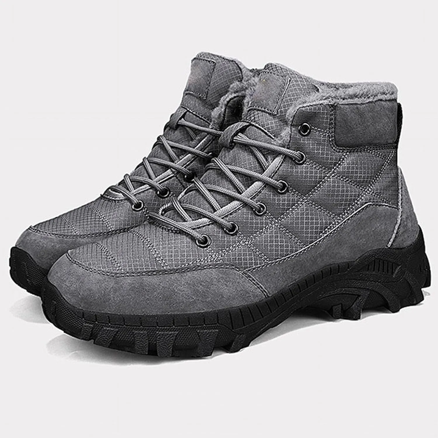 Mens Work Boots Composite Hiking Sneakers Warm Fur Lined Safety Toe Shoes for Women Soft Toe Composite Safety Toe Waterproof Industrial Casual Hike Grounded Footwear