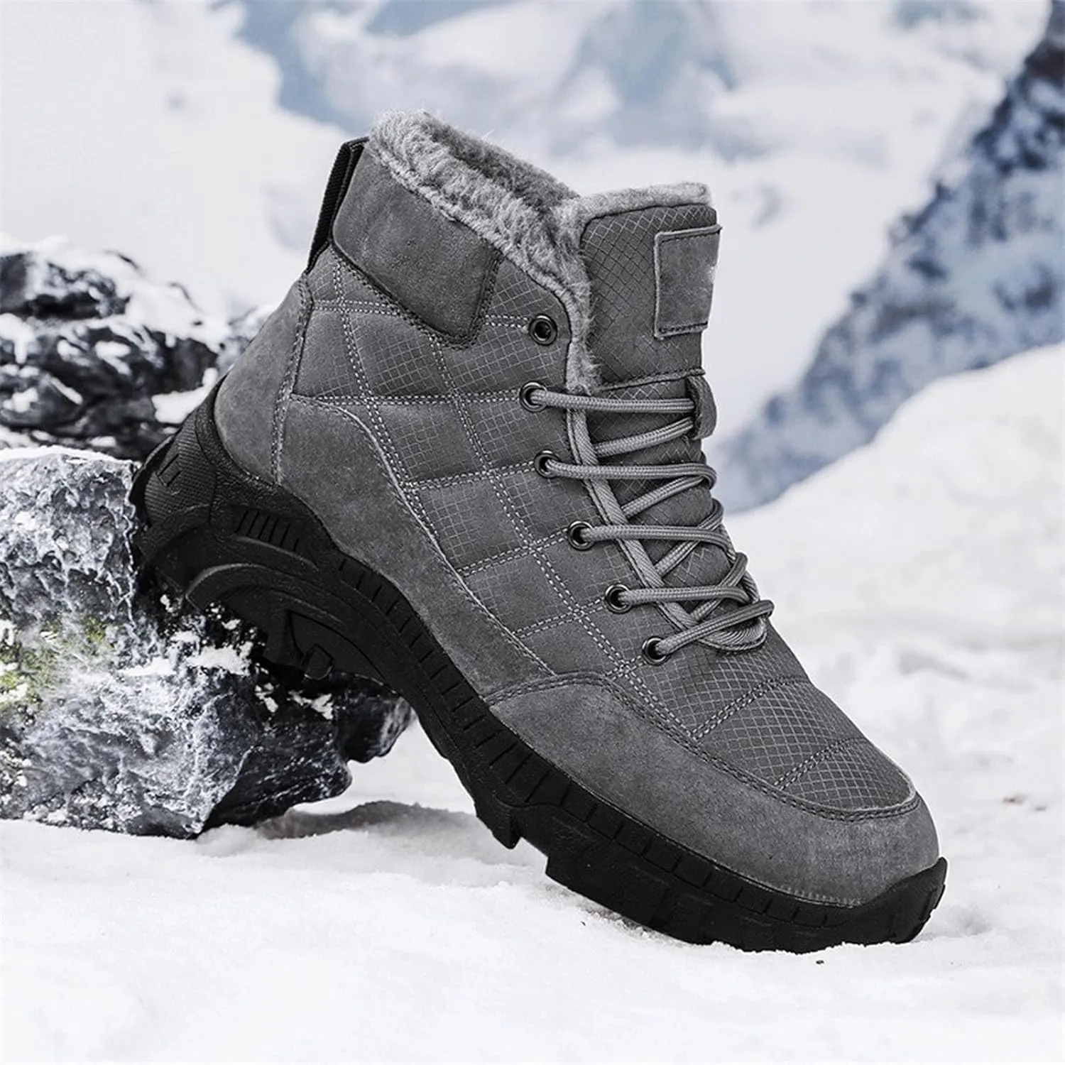 Mens Work Boots Composite Hiking Sneakers Warm Fur Lined Safety Toe Shoes for Women Soft Toe Composite Safety Toe Waterproof Industrial Casual Hike Grounded Footwear