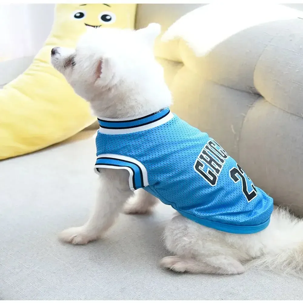 Mesh Breathable Dog Clothes Vest Schnauzer Teddy Sport Large Dog Jersey Basketball Clothing Puppy T-Shirts Summer Pet Cat Shirts