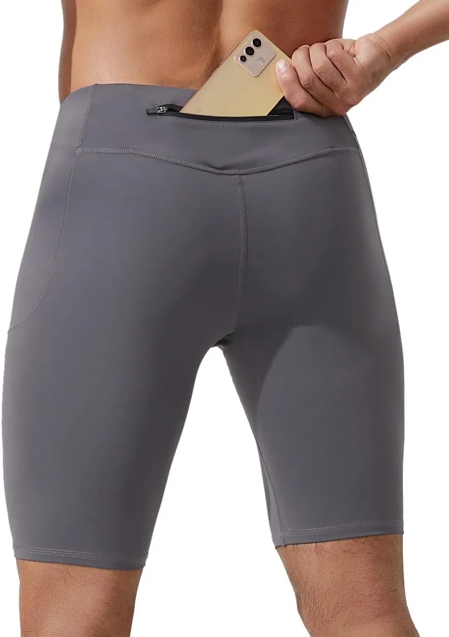 MIZOK Men's Elastic Compression Shorts Sports Performance Active Workout Tight Shorts with Pocket