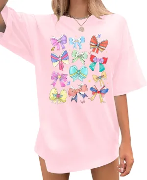 MNLYBABY Magical Princess Bow Shirt Women Oversized Magic Kingdom Princess Shirt Cute Ribbons and Bows Family Holiday Tee Top