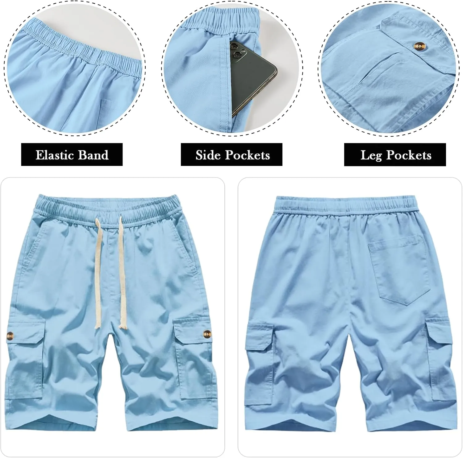 Msmsse Womens Cargo Hiking Shorts Summer Casual Drawstring Knee Length Shorts for Women