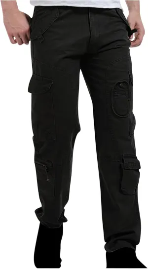 Muscularfit Baggy Sweatpants for Men 2023 Multi Pockets Buckle Zipper Cotton Cargo Pants Causal Loose Joggers Athletic Pants
