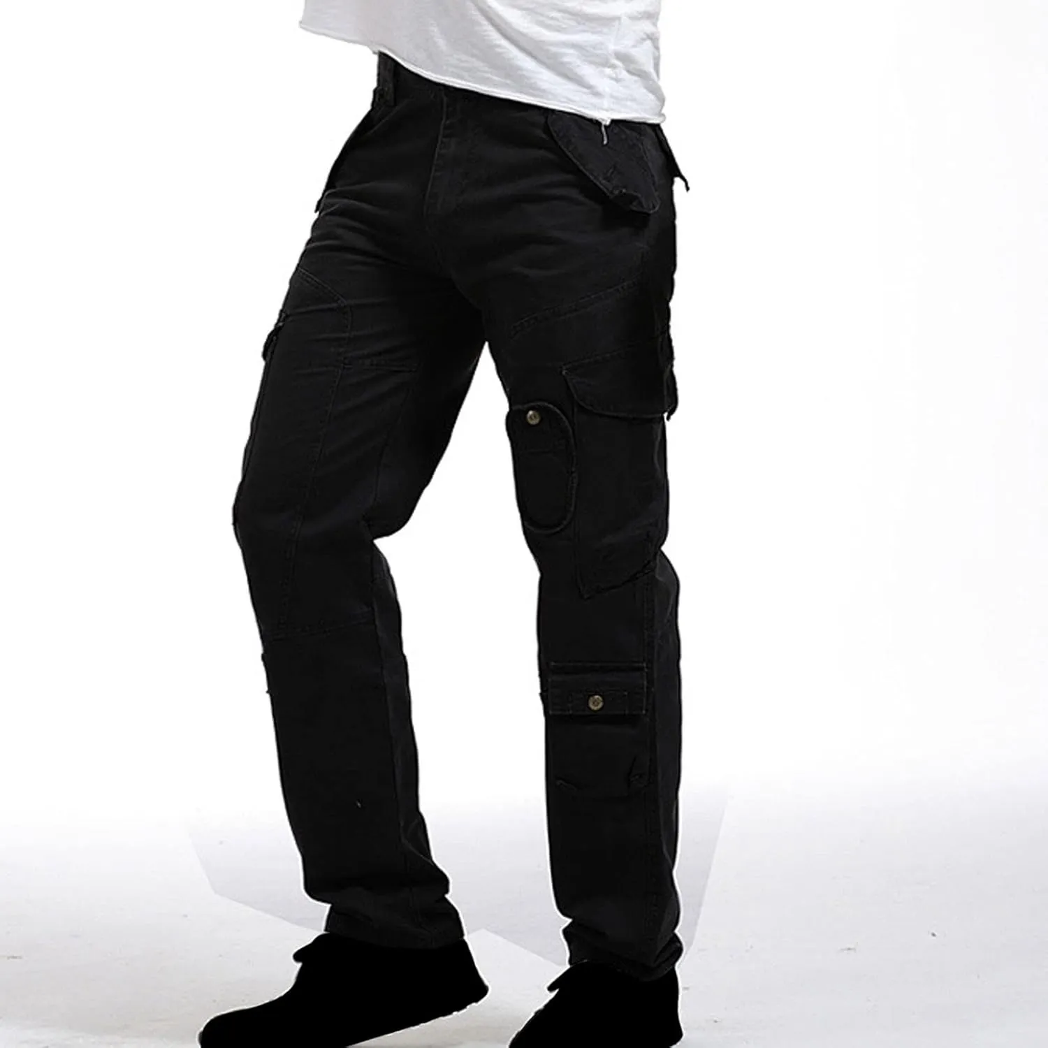 Muscularfit Baggy Sweatpants for Men 2023 Multi Pockets Buckle Zipper Cotton Cargo Pants Causal Loose Joggers Athletic Pants