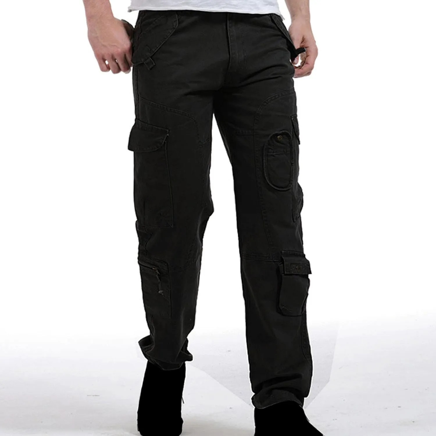 Muscularfit Baggy Sweatpants for Men 2023 Multi Pockets Buckle Zipper Cotton Cargo Pants Causal Loose Joggers Athletic Pants