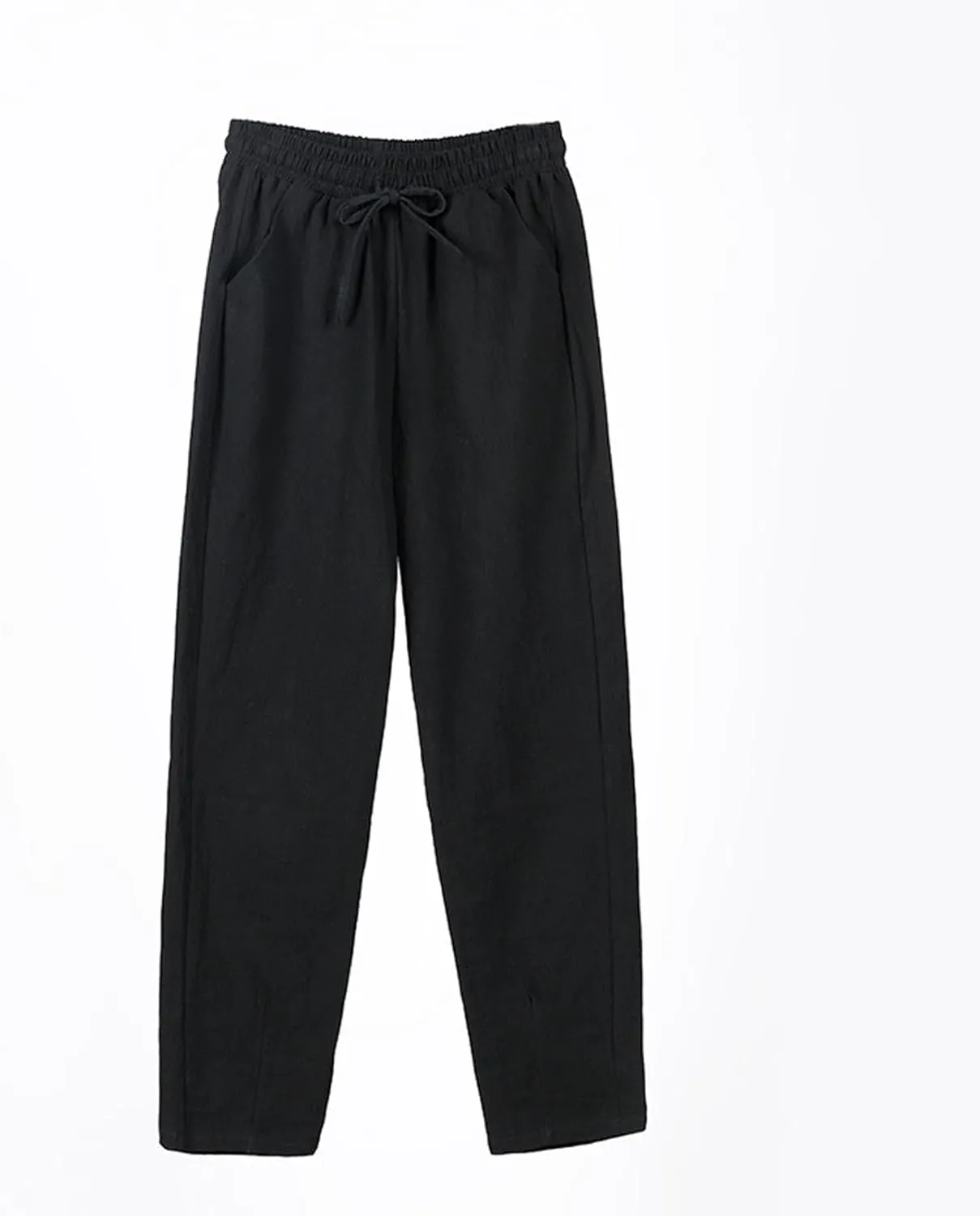 NBXNZWF Women's Cotton Linen Straight Leg Pants Elastic Drawstring Casual Trousers Summer Beach Lounge Pants with Pockets