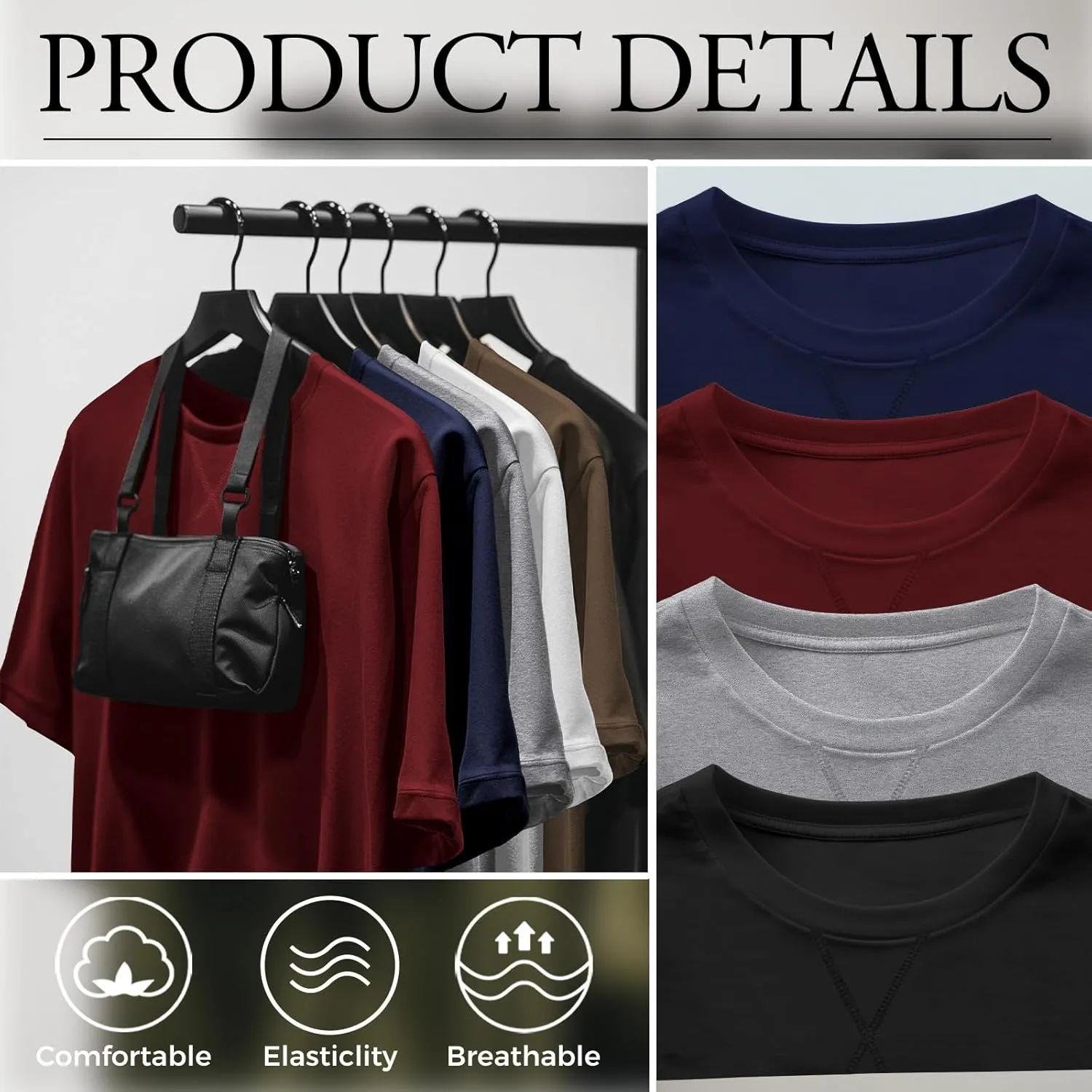 Neer 3 Pack Men's Big and Tall T-Shirts Cotton Short Sleeve Crewneck Plus Size Tee Shirts Hipster Longline Tops