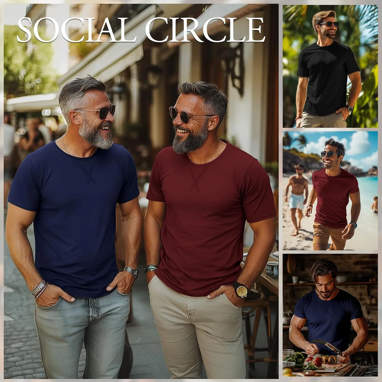 Neer 3 Pack Men's Big and Tall T-Shirts Cotton Short Sleeve Crewneck Plus Size Tee Shirts Hipster Longline Tops