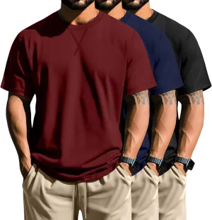 Neer 3 Pack Men's Big and Tall T-Shirts Cotton Short Sleeve Crewneck Plus Size Tee Shirts Hipster Longline Tops